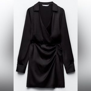 Zara Short Satin Effect Dress in Black NWT